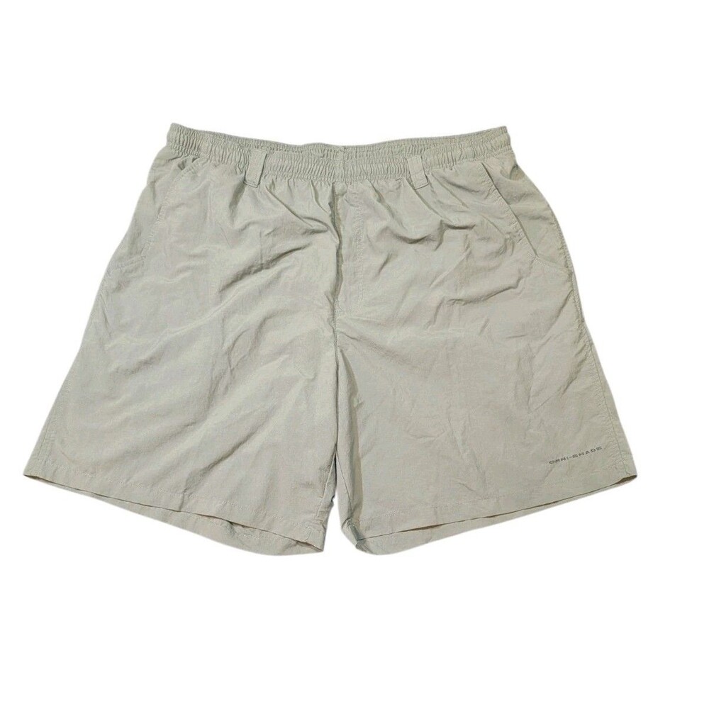 Columbia PFG Lined Shorts Mens XLG Green Fishing Logo Pockets Stretch Pre-Owned